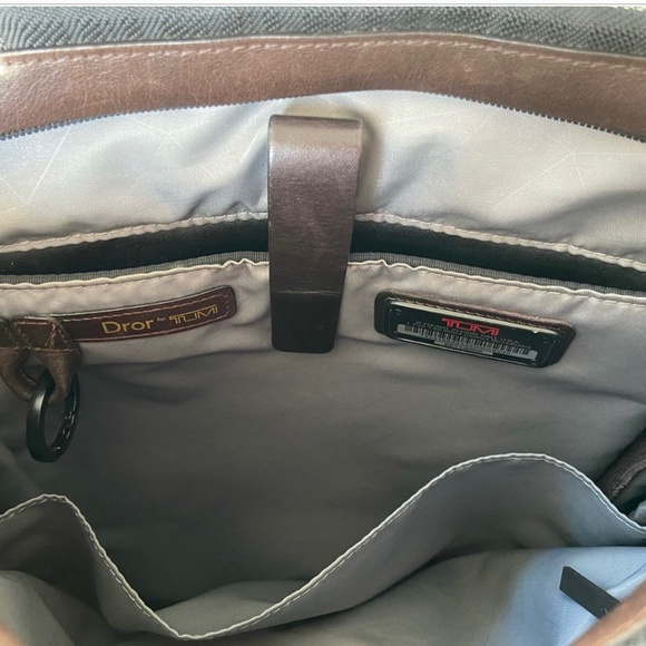 Tumi Dror Leather Nylon Rare Luxury Travel Backpack Modern Tote Briefcase Bag - Picture 7 of 14